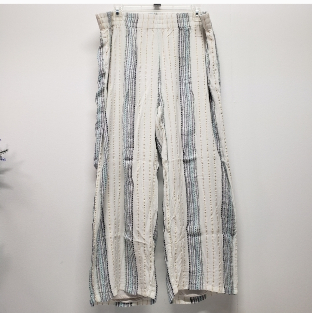KRAZY KAT Striped Wide Leg Palazzo Style Plus Size XL Pants Lounge Beach